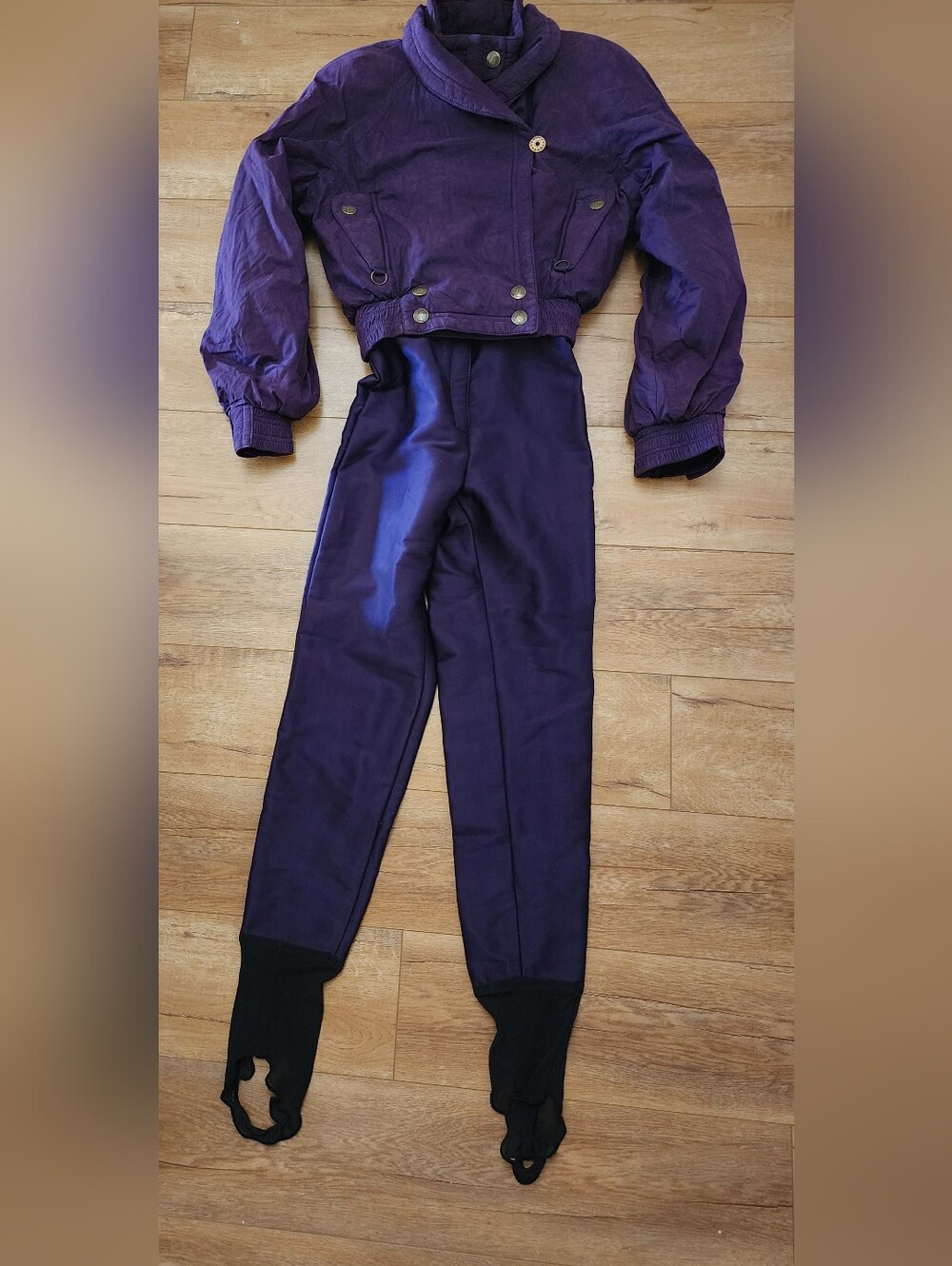 VTG Iconic 80s Skea USA MADE Ski Snow Suit Satin Bomber Wool Leggings Women 6
